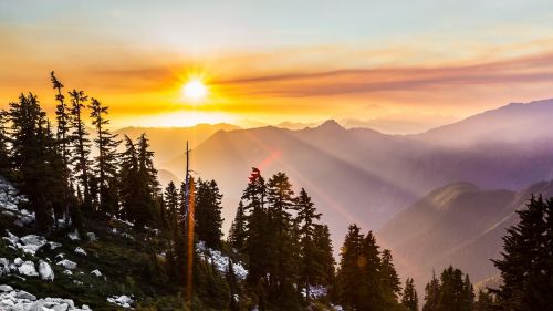 mountains sunset landscape