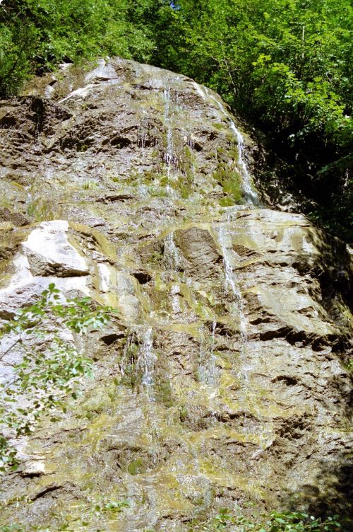mountains waterfall rock