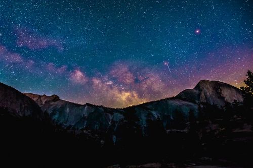 mountains universe night sky