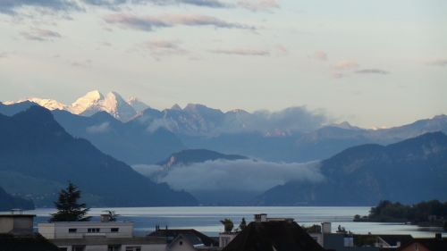 mountains lake sky