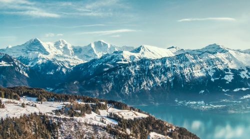 mountains lake winter