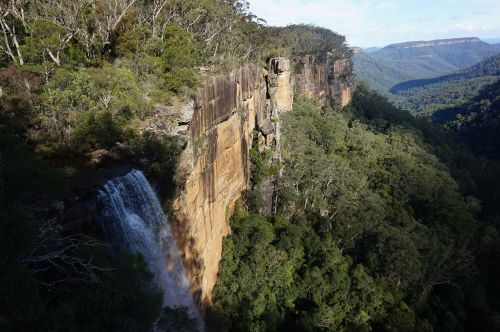 mountains cliff cascade