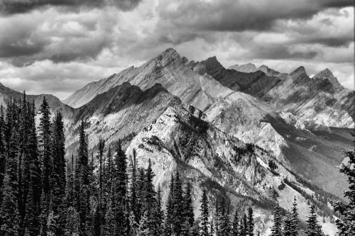 mountains black and white outdoors