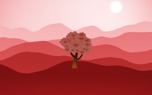 mountains red sun