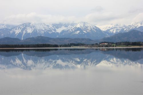 mountains lake mirror image