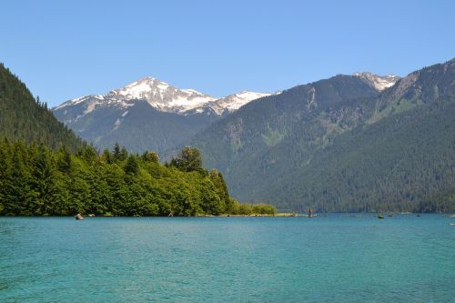 mountains trees water