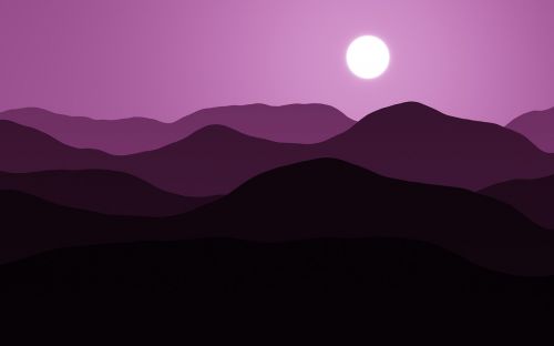 mountains moon purple