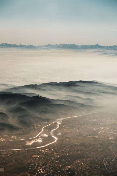 mountains cloud aerial