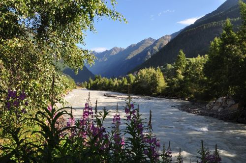 mountains river holiday