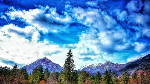 mountains sky forest