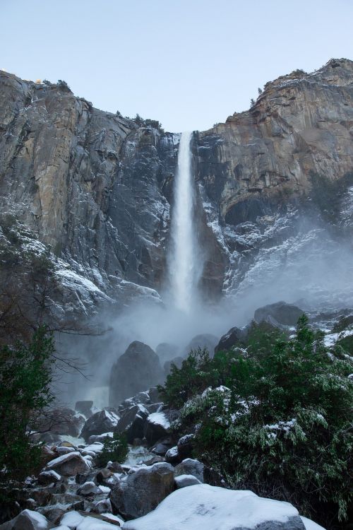 mountains rocks waterfall