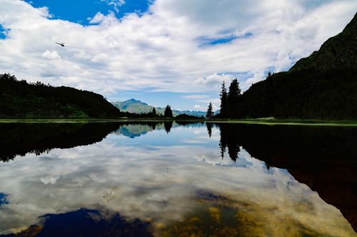 mountains water lake