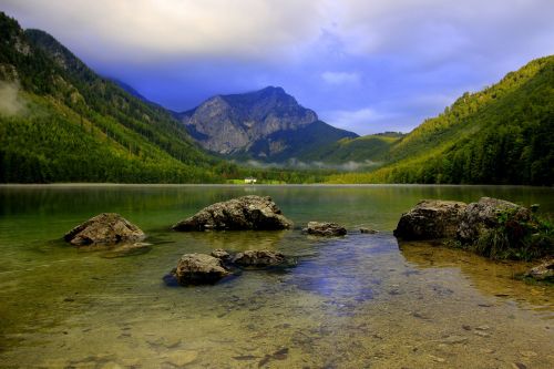mountains water lake