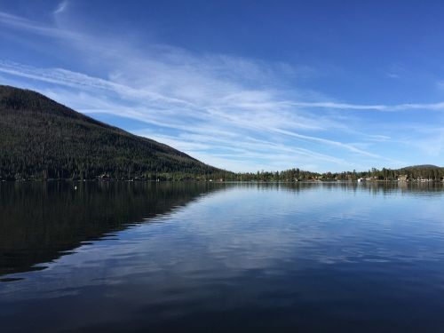 mountains lake sunrise