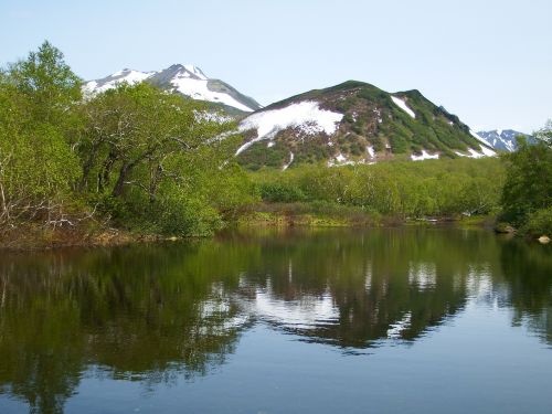 mountains volcano lake