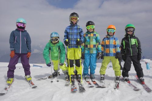 mountains skiing kids