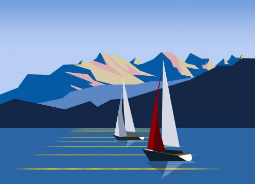 mountains sailing boats norway