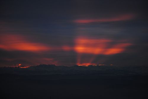 mountains morgenrot clouds