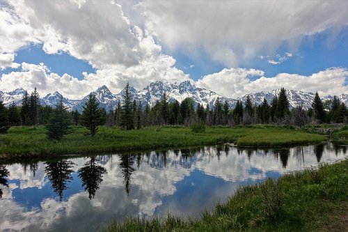mountains  river  reflection