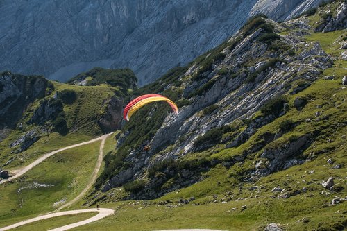 mountains  parachutist  parachute