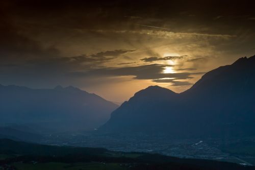 mountains sunset alps