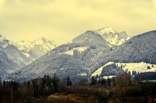 mountains  snow  landscape