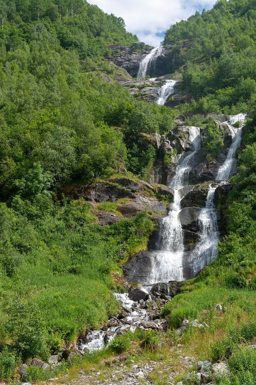 mountains  waterfall  nature