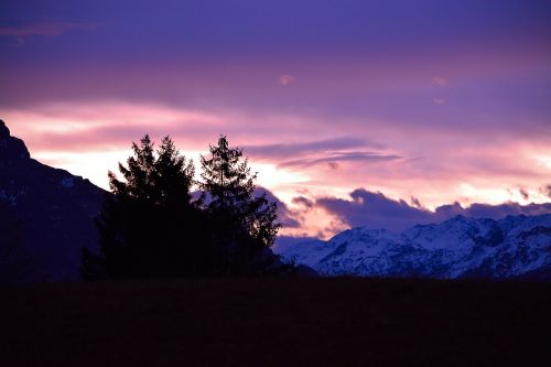 mountains clouds twilight