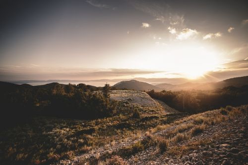 mountains sunset orange