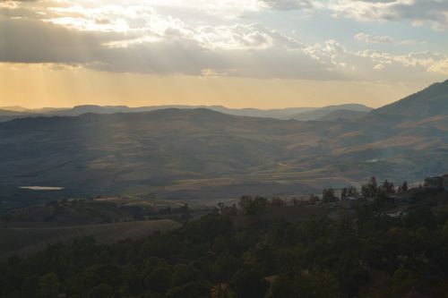 mountains valley sky