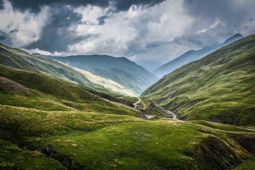 mountains green meadow