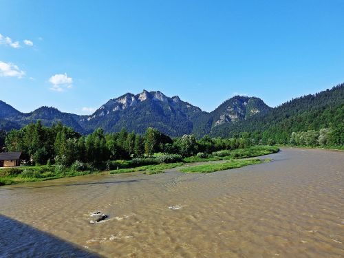 mountains landscape river