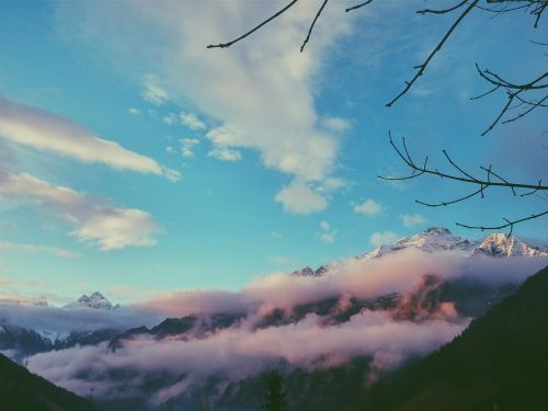 mountains clouds landscape