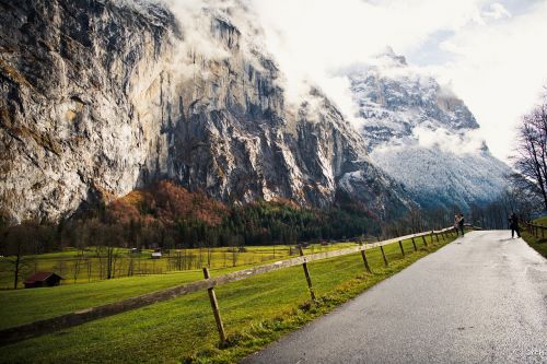 mountains landscape roadway