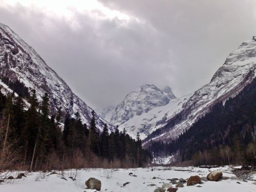 Mountains, Sky, Snow