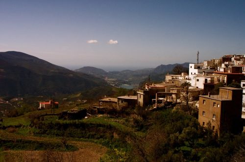 mountainside village mountains