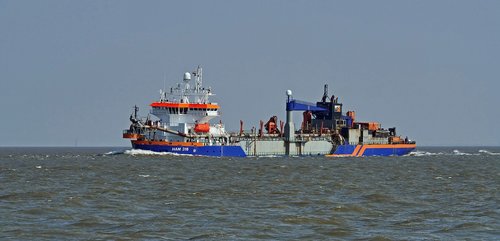 mouth of the elbe river  north sea  working ship