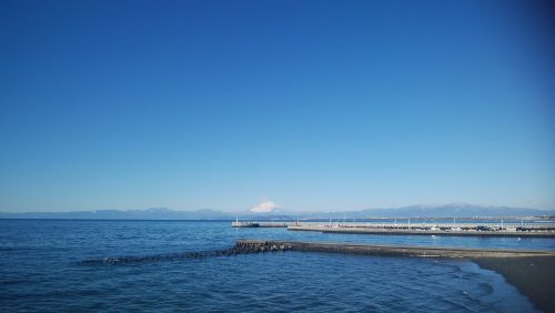 mt fuji blue sky sea