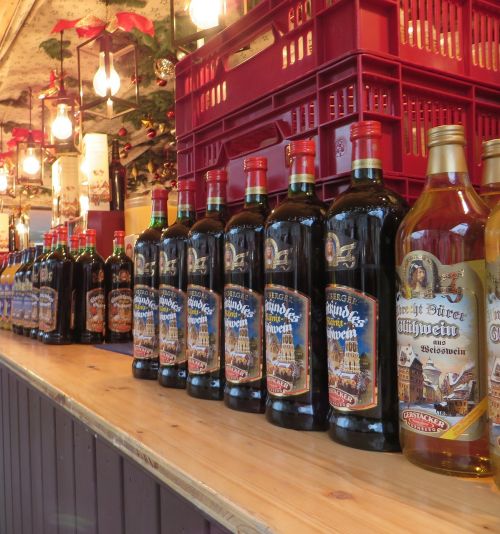 mulled wine christmas market bottles