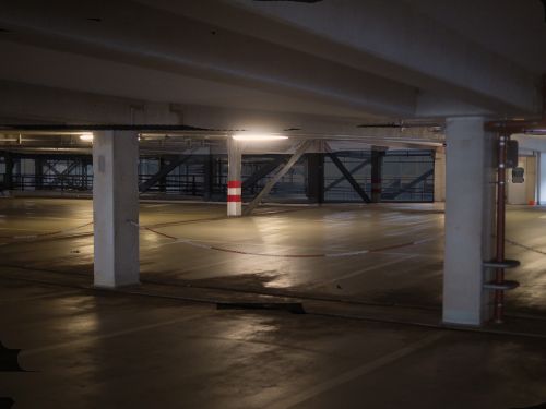 multi storey car park at night empty