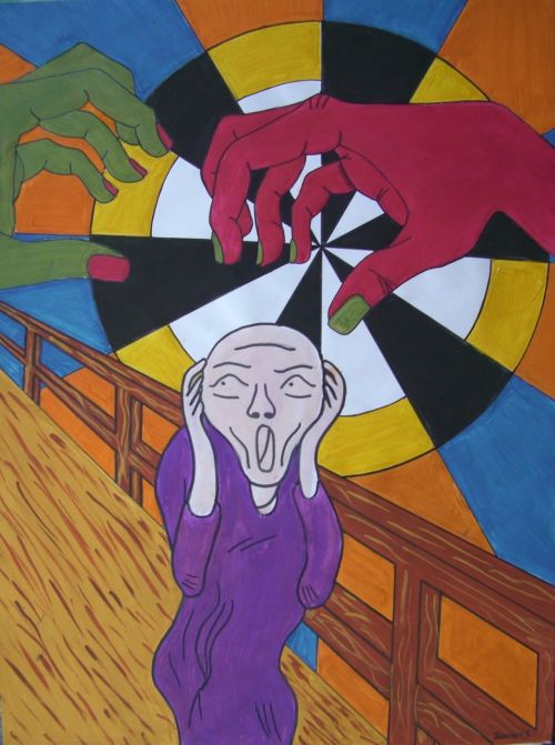 munch scream alienation watercolor