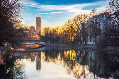 munich bridge evening