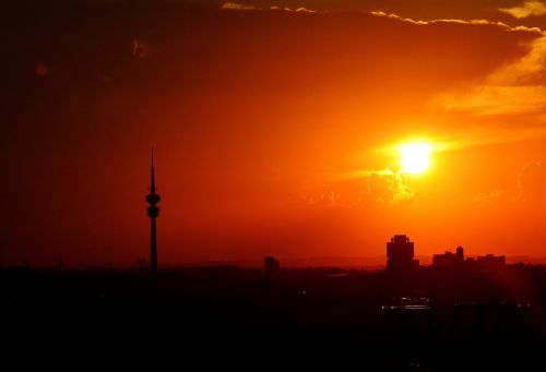 munich sunset silhouette