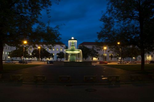 munich fountain evening