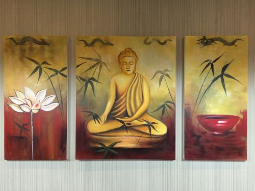 mural buddha statues lotus