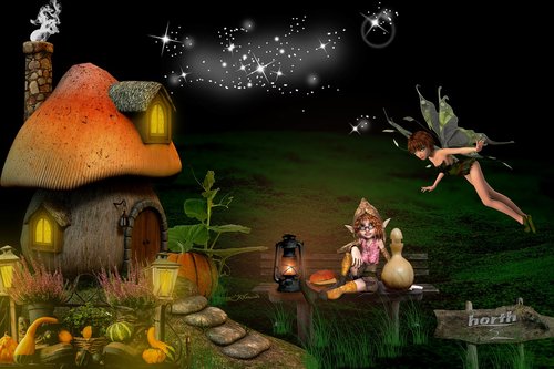 mushroom house  elves  pumpkin
