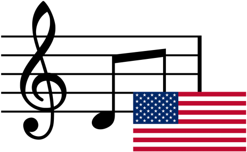 music notes and flag of usa united states of america png