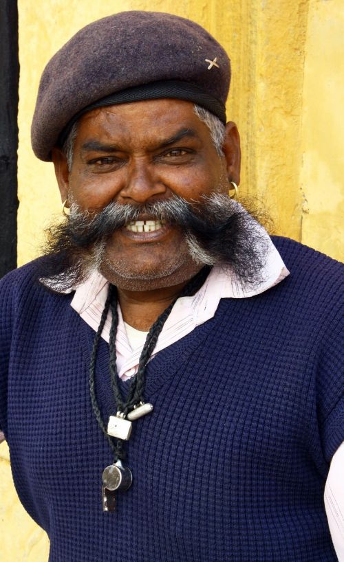 mustache indian man portrait