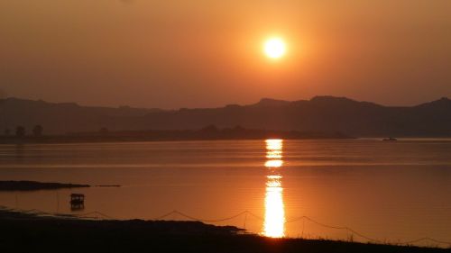 myanmar river sunset