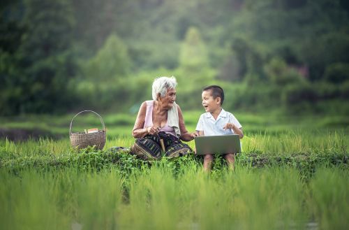 grandmother kids laptop